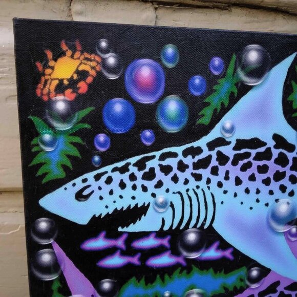 Sharks Bubbles Digital Mixed Media on Canvas Wrap - Picture 12 of 13